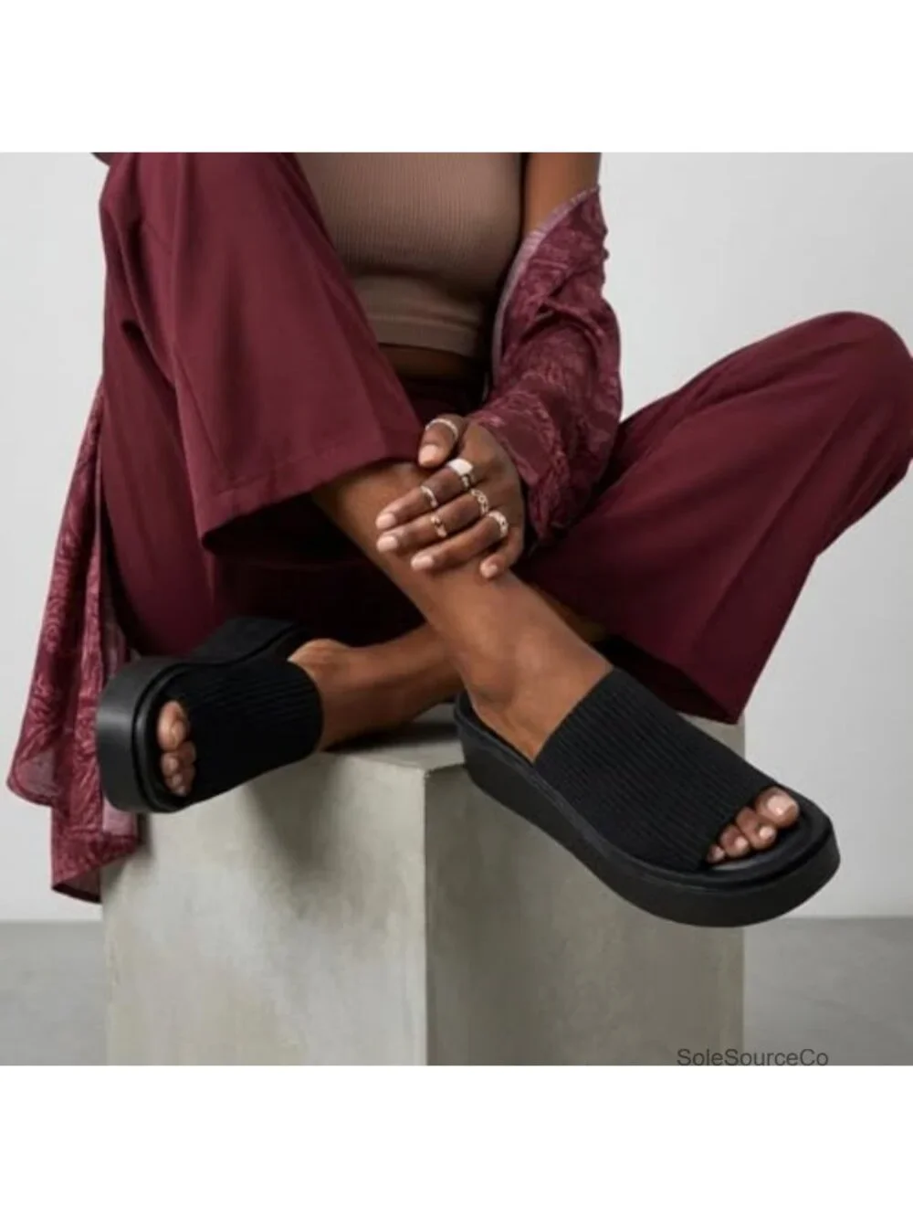 Cushionaire Pim Platform Wedge Sandals Memory Foam Knit Upper Slip On Summer